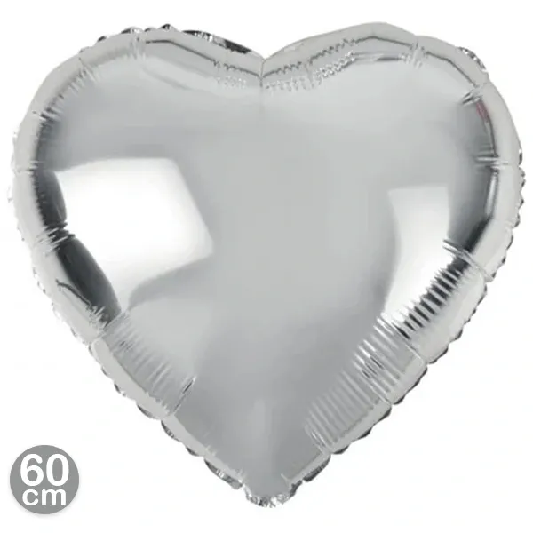 Gümüş Kalp Folyo Balon (60 cm)