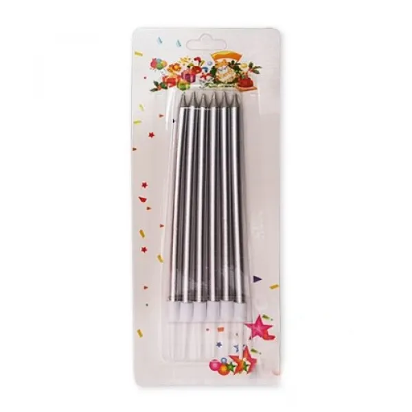 Gümüş Pasta Mumu 6 Adet