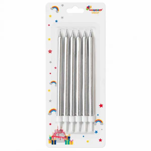 Gümüş Pasta Mumu (6lı - 13 cm)