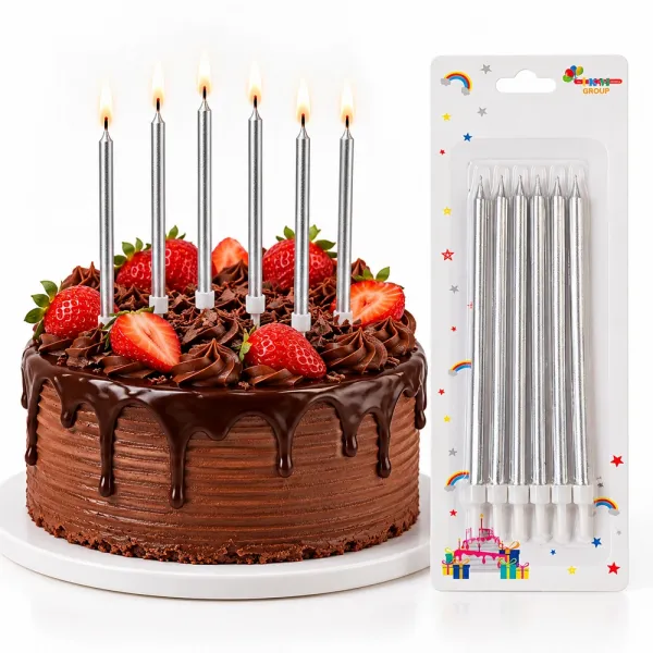 Gümüş Pasta Mumu (6lı - 13 cm)