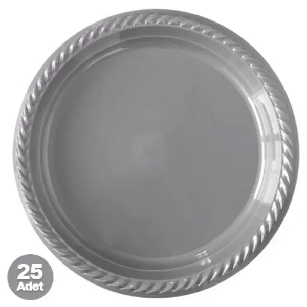 Gümüş Plastik Tabak (25 adet)