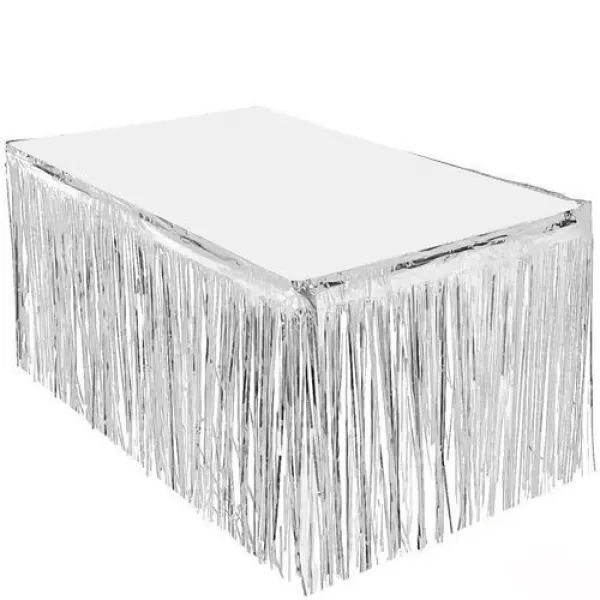Gümüş Püsküllü Masa Eteği 70*300 cm