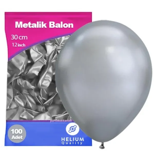 Gümüş (Silver) Balon Metalik 100 Adet