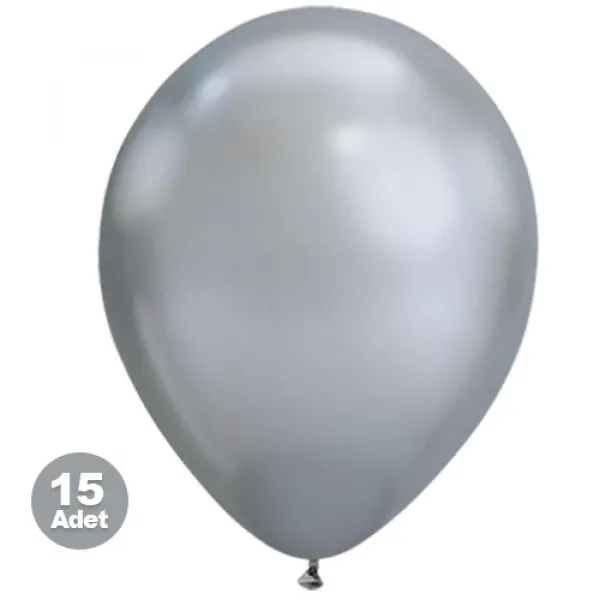 Gümüş (Silver) Balon Metalik 15 Adet