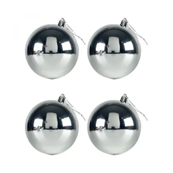 Gümüş Yılbaşı Topu 4 adet 10 cm
