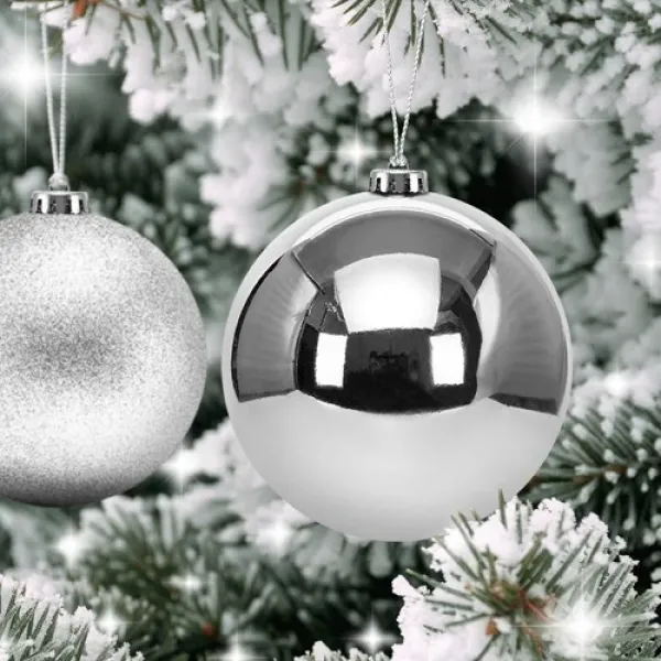 Gümüş Yılbaşı Topu Simli - Parlak - Mat 20 adet 10 cm