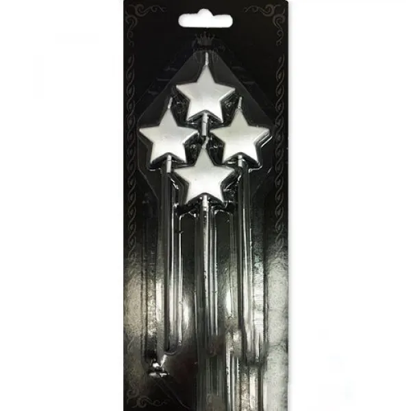 Gümüş Yıldızlı Pasta Mumu ( 4 Adet )