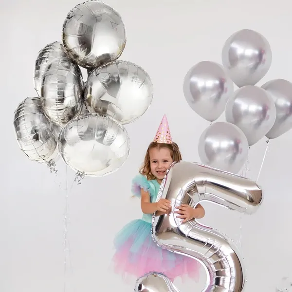 Gümüş Yuvarlak Folyo Balon (45 cm - 1 Adet)