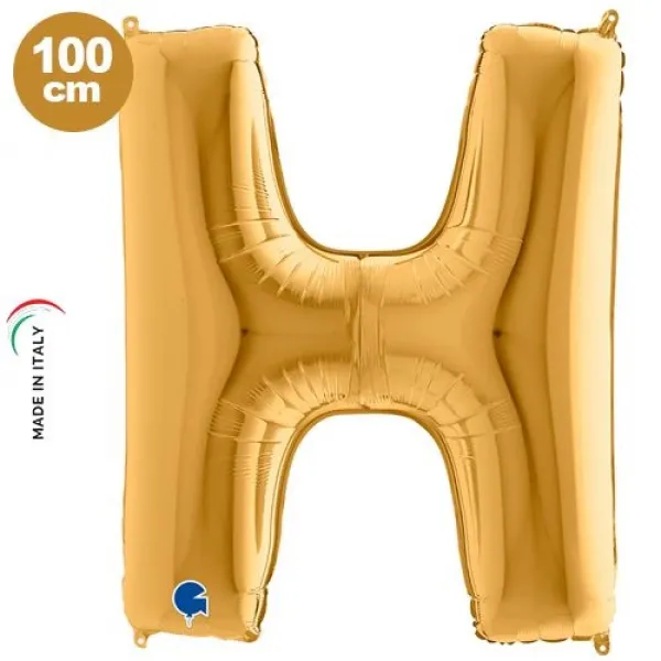 H Harf Folyo Balon – Gold – 100 cm (40 inch)