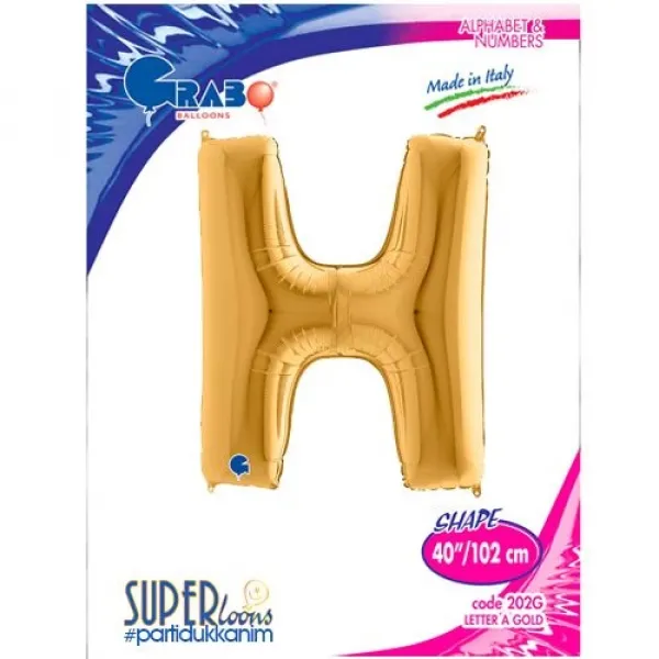 H Harf Folyo Balon – Gold – 100 cm (40 inch)