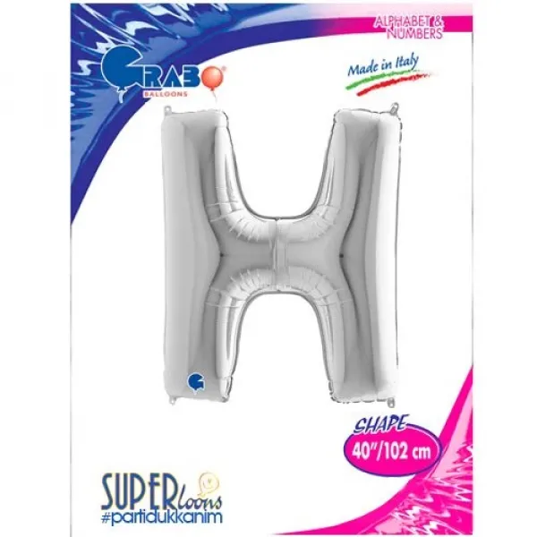 H Harf Folyo Balon – Gümüş – 100 cm (40 inch)