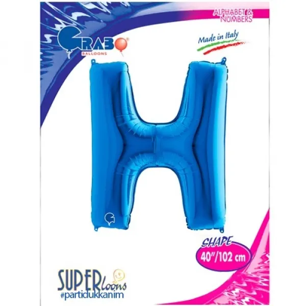 H Harf Folyo Balon – Mavi – 100 cm (40 inch)