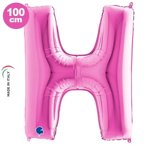 H Harf Folyo Balon – Pembe – 100 cm (40 inch)