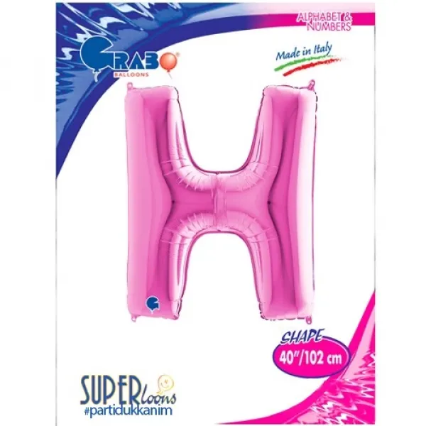 H Harf Folyo Balon – Pembe – 100 cm (40 inch)