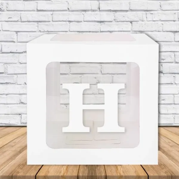 H - Harfi Şeffaf Kutu Beyaz 25 cm