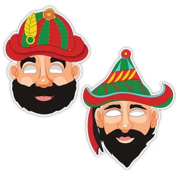 Hacivat ile Karagöz Kağıt Maske 6 Adet