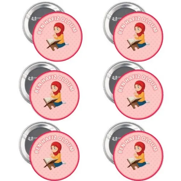 Hafız Oldum Rozeti Kız 6 Adet