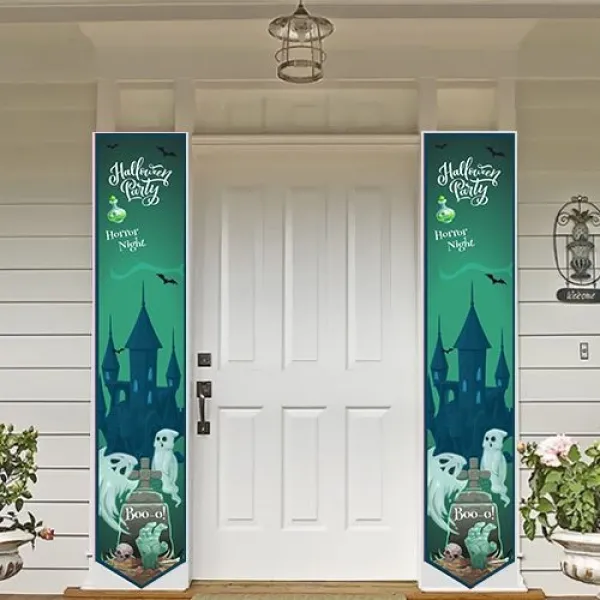 Halloween Asma Afiş (Hayaletli) Kapı Süsü (2 Adet) 160x30 cm
