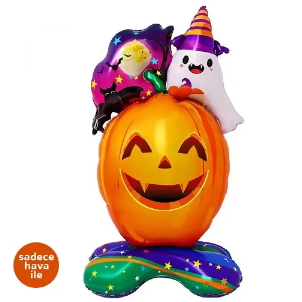 Halloween AYAKLI Hayaletli Balkabağı Folyo Balon 115x58 cm