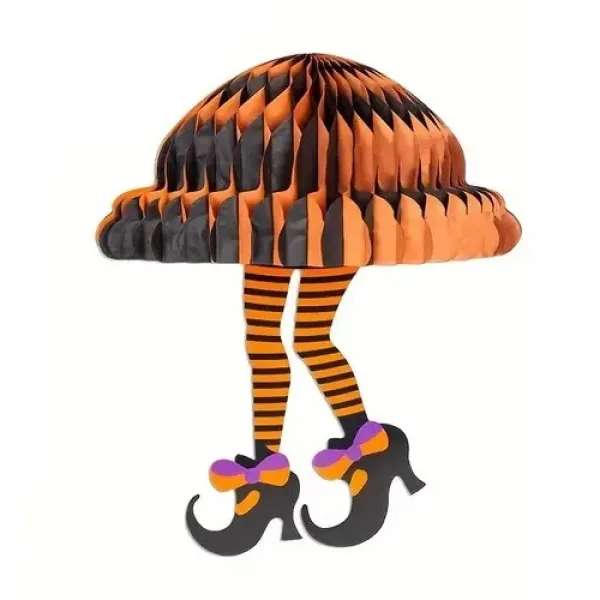 Halloween Cadı Asma Petek Süs Turuncu 30*21 cm