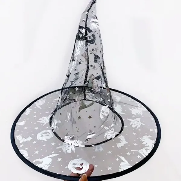 Halloween Cadı Şapkası Tül Gümüş