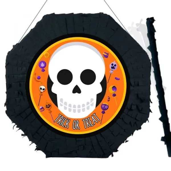 Halloween İskelet Şaka Mı? Şeker Mi? Pinyata 42 cm + Sopası