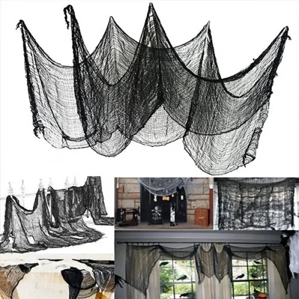 Halloween Siyah Renk Ürpertici Dekor Perde 72*190 cm