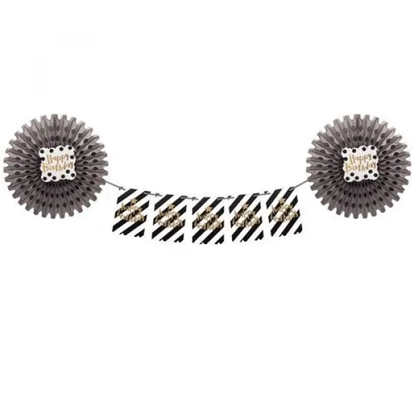 Happy Birthday Gümüş Yelpaze Süs Seti