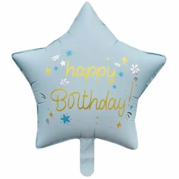 Happy Birthday Mavi Yıldız Folyo Balon (45 cm)