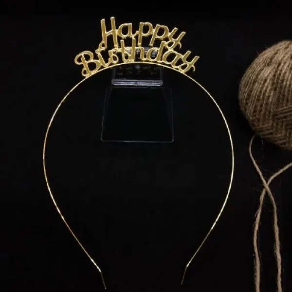 Happy Birthday Metal Taç Gold