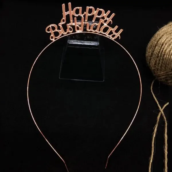 Happy Birthday Metal Taç Rose Gold