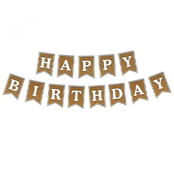 Happy Birthday Yazısı Kraft Üzeri Beyaz 160 cm
