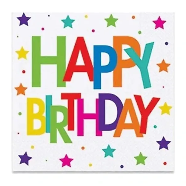 Happy Birthday Yıldızlı Peçete (16 Adet)