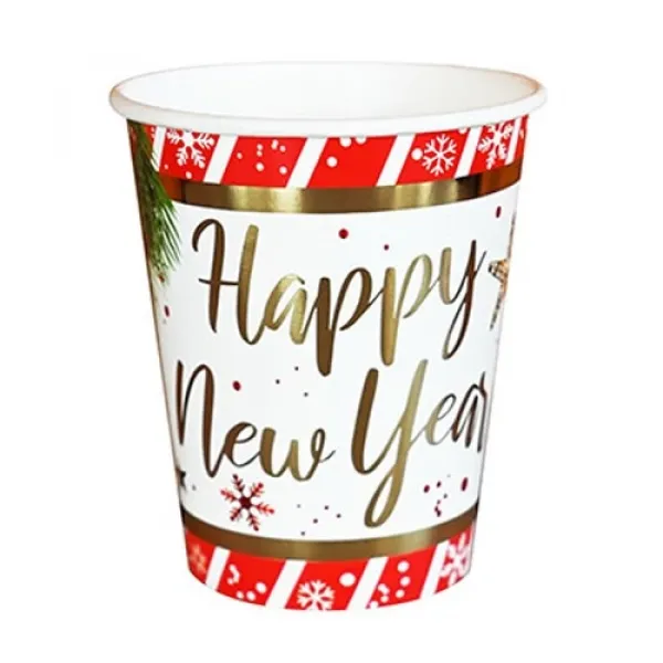 Happy New Year Gold Varaklı Bardak 6 Adet