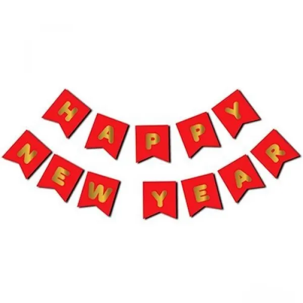 Happy New Year Kırmızı Gold Banner 200 cm