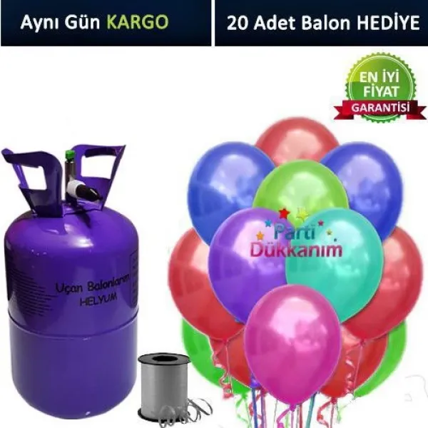 Helyum Tüpü 3 lt (20 Adet Kalpli Balon)