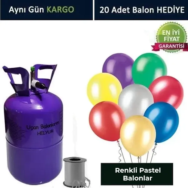 Helyum Tüpü 3 lt (20 Adet Kalpli Balon)