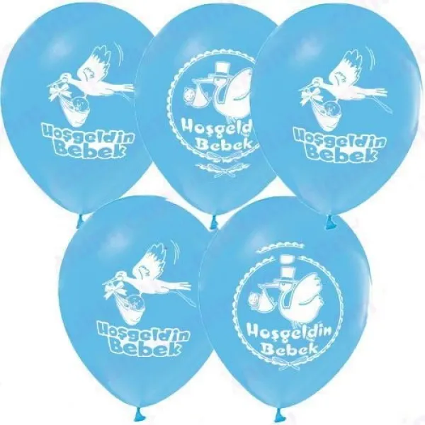 Hoş geldin Bebek Balonu Mavi (10 adet )
