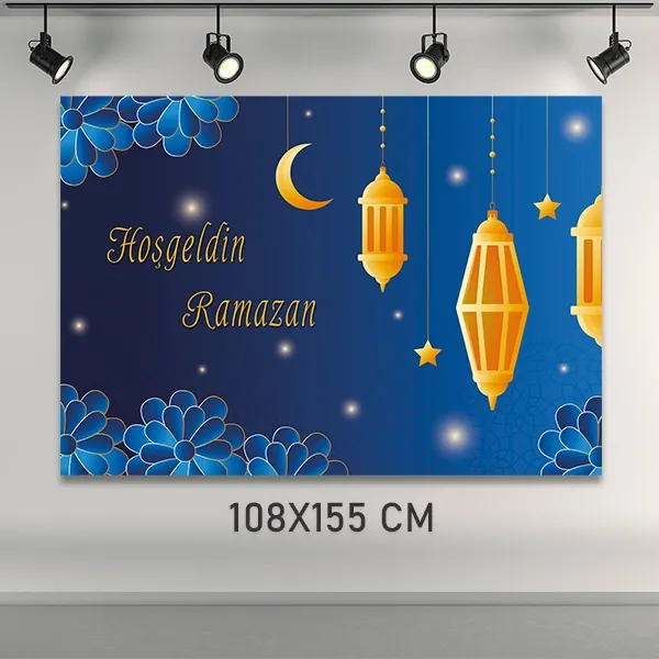 Hoş Geldin Ramazan Afiş Mavi Büyük Boy (108x155 cm)
