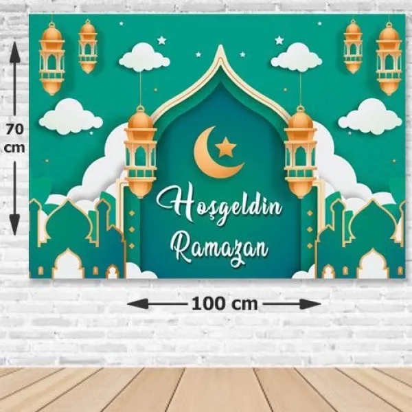 Hoş Geldin Ramazan Afiş Yeşil 70*100 cm