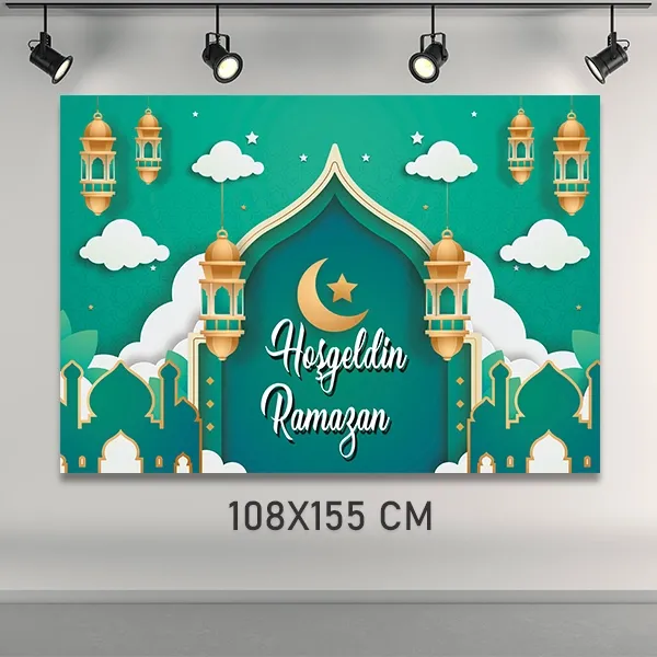 Hoş Geldin Ramazan Afiş Yeşil Büyük Boy (108x155 cm)