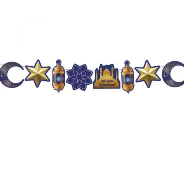 Hoş Geldin Ramazan Dekoratif Süs Mavi Gold 160 cm