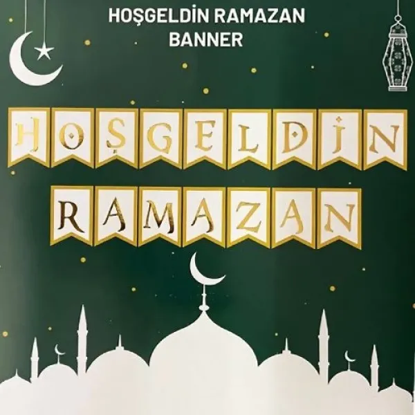 Hoş Geldin Ramazan Gold Varaklı Yazı 250 cm