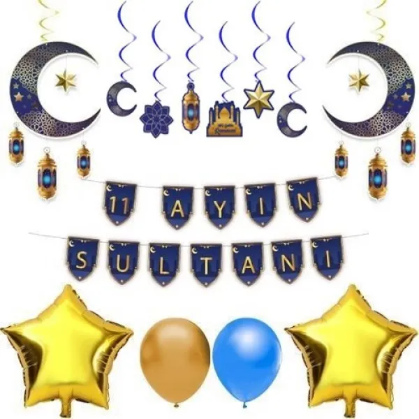 Hoş Geldin Ramazan Mavi Dekor Seti 8 Parça