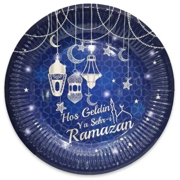 Hoş Geldin Ramazan Tabak Mavi 8 Adet
