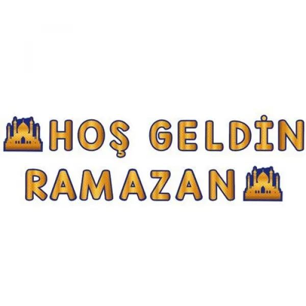 Hoş Geldin Ramazan Yazısı Gold Mavi 250 cm