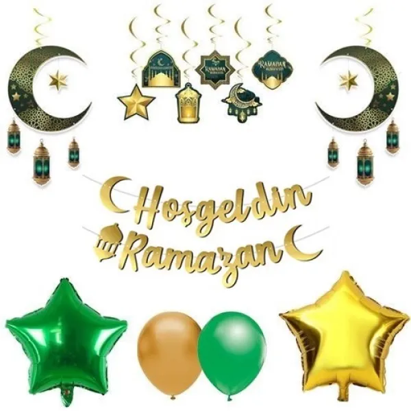 Hoş Geldin Ramazan Yeşil Dekor Seti 8 Parça