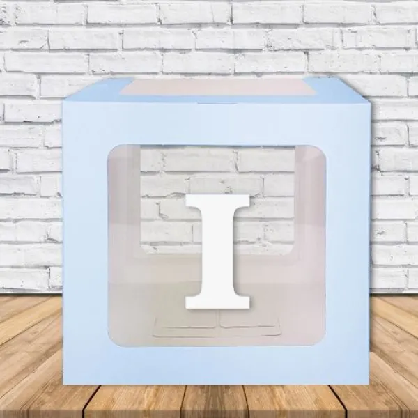 I - Harfi Şeffaf Balon Kutusu Mavi 16,5 cm