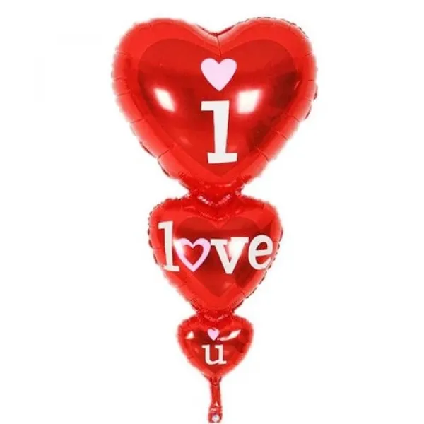 I Love you 3lu Kalp Folyo Balon (50x100 cm)
