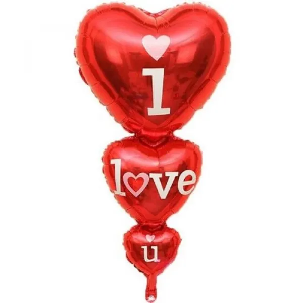 I Love you 3lu Kalp Folyo Balon (50x100 cm)